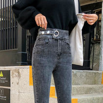 Jeans Womens Spring 2021 New High-waisted Slim Slim Show High Versatility Tight Cropped Feet Pencil Pants Trend