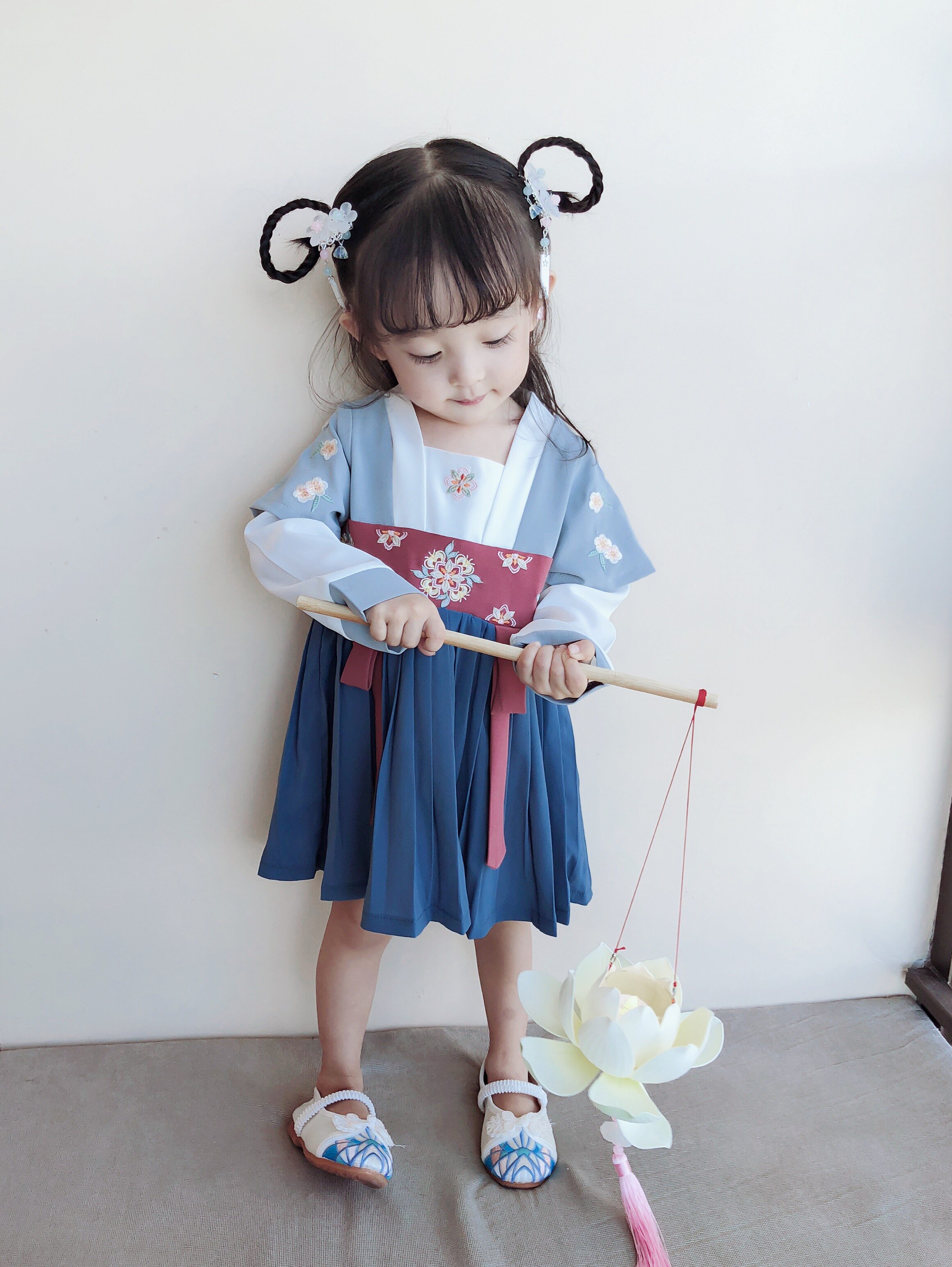 七色王国女宝宝汉服春秋小童古装复女童唐装中国风儿童襦裙超仙婴儿