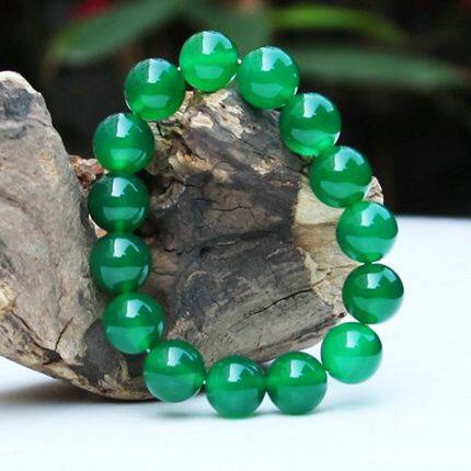 绿玛瑙手链天然玉石玉器冰种碧绿手链玉髓水晶情侣男女手串_7折现价