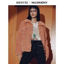 (RIENYRE series)MAXRIENY020 winter new vintage solid color plush jacket jacket female