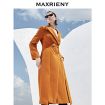 MAXRIENY 2020 winter new suit collar front slit gentle wind coat retro over-the-knee wool coat