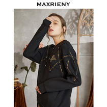 MAXRIENY 2020 autumn new black pullover shining lingge top warm and wild slim loose sweater