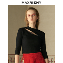 MAXRIENY 2020 spring fashion hollow chest hole slim slim five-point sleeve short retro sweater women