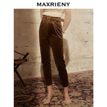 MAXRIENY 2021 spring new high-waisted retro casual pants corduroy wear thin and wild temperament fashion
