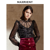 MAXRIENY2021 spring new base lace vintage coat female mesh design sense French retro strapless