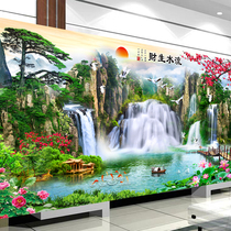 2021 New Line embroidery living room welcoming pine cross stitch running water to make money hand embroidery diy landscape atmosphere