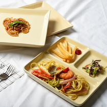 European-style beige solid color square plate meal dividing plate household dish square plate creative ceramic plate student defects