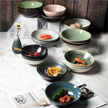 Japanese creative ceramic tableware personality household vegetable bowl fruit salad bowl instant noodle bowl canteen Soup Bowl ins flaws