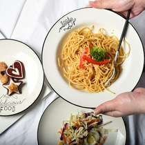 Blemished Nordic ins minimalist letter shiny plate ceramic household dish straw hat bowl soup plate Western restaurant steak plate