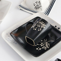 European creative ceramic tableware Western plate plate Square steak plate steak plate household dish plate pasta plate snack plate breakfast plate