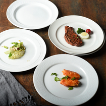 White home dish 10 inch large plate restaurant creative ceramic steak plate Nordic ins Net red plate Disc defect