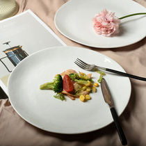 Nordic creative restaurant ceramic tableware white Western plate steak plate household dish special-shaped snacks flat plate defects
