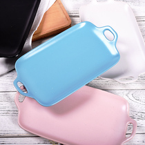 Creative ceramic Japanese matte glaze binaural dinner plate Western steak plate fruit plate salad plate dessert breakfast plate