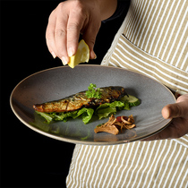 Nordic ceramic Western plate steak plate creative Net Red Western breakfast plate flat plate household dish defects