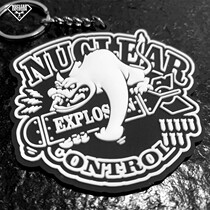 NE nuclear explosion logo nuclear explosion dog black and white soft rubber shaped Harley locomotive motorcycle key chain key ring