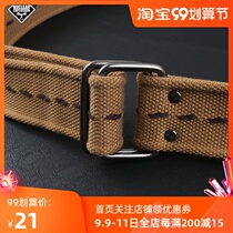 Square head double ring buckle for men and womens cotton and linen widened black card leg army green belt overalls canvas belt