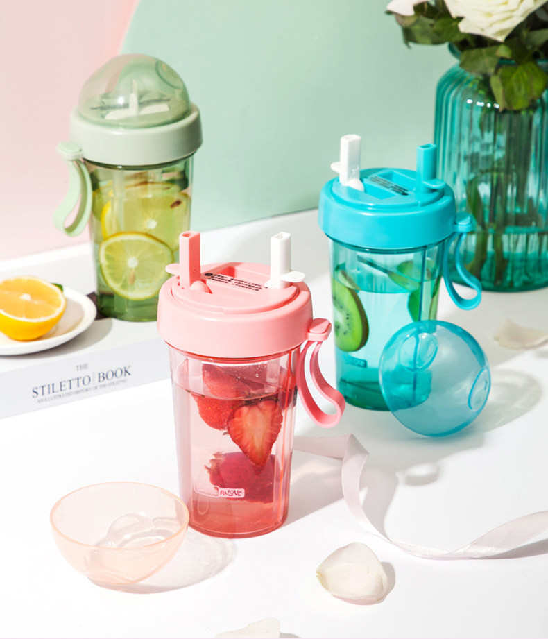 抖音网红双饮杯双吸管水杯子创意个性潮流女学生大人便携韩版夏天