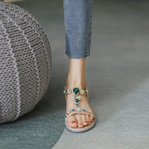 Flat sandals womens summer 2021 new net red super fire wild fashion fairy storm Simia rhinestone shoes