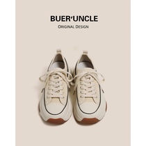 No-two-shoe workshop genuine leather thick bottom sports muffin shoes sails shoe plate shoes inner heightening 2022 Spring summer new women