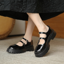 Single shoe woman Summer 2021 new flat bottom Mary Jane shoes woman 100 lap black thick bottom bright face small leather shoes jk uniform shoes