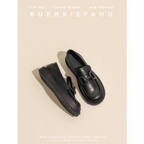 No Two Shoes Workshop Lefu Shoes Woman Flat Head Single Shoes 2022 New Spring Brown 100 Hitch A Pair Of Leather Shoes