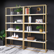 Light Extravagant Iron Art Shelf Shelf shelf Living room Nordic bookshelves Floor solid wood minimalist gold multilayer creative shelf