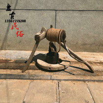 Folk old objects old windlass old water lifting irrigation machine farmyard decoration old farm tools well mouth windlass