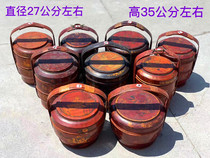 Nostalgic old-fashioned painting cypress wood portable food box snack box tea set old-fashioned basket folk display old objects