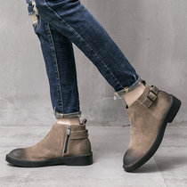 Summer zipper Martin Boots Men EnglishLeather Tall Gay Casual Shoes Han Edition Current Hundred and Ancient Costume Boots