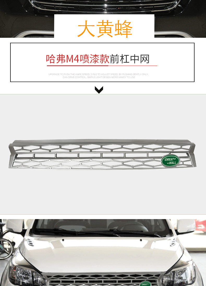 适用于哈弗h6全新改装中网哈佛m4蜂窝网前脸杠网汽车装饰通风网