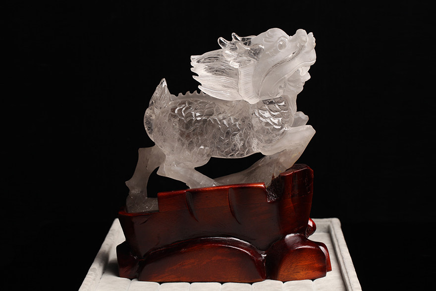 143kg天然极品白水晶摆件麒麟雕工极佳造型少见收藏款