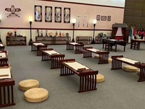 Guoxu table antique solid wood private school kindergarten Chinese calligraphy Chinese style school training children saddle desks and chairs