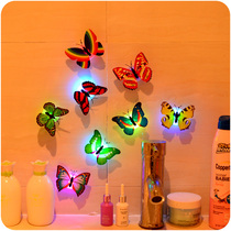 Cartoon Butterfly Seven Colorful Flash Small Night Light Holiday Table White Birthday Atmosphere Light Decoration Bedroom Cute Wall Lamp