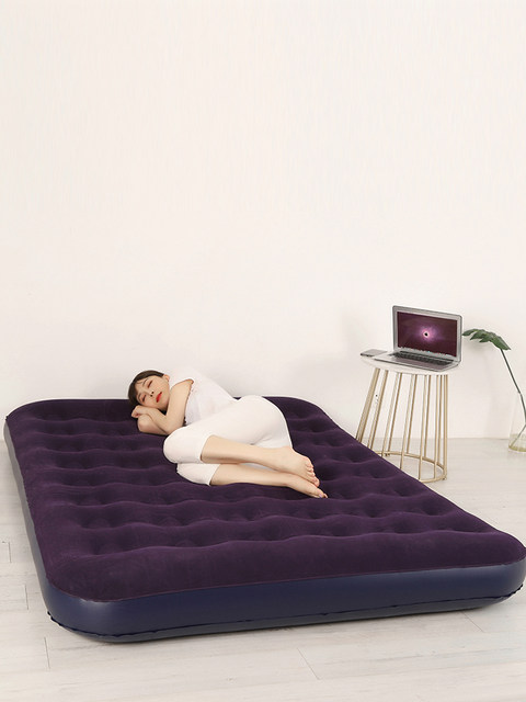 Jiajiayou air mattress home double air mattress single blue flocked mattress portable folding ຕຽງອາຫານທ່ຽງ