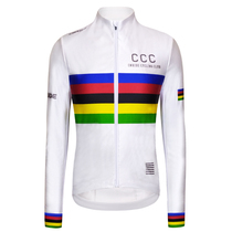 Autumn and winter soft shell windproof long sleeve fleece warm riding clothes waterproof splashing road mountain bike plus velvet bicycle top