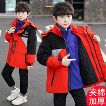 Children's clothing for boys with coats velvet and thicker 2022 new Chinese boys with three-in-one autumn winter dress