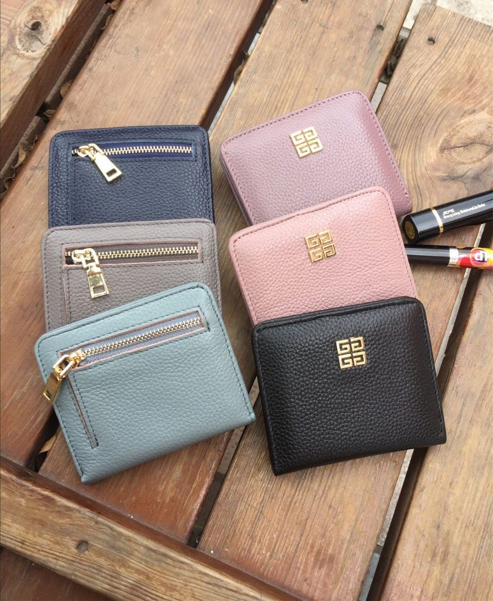 2017新款欧美真皮搭扣短款小钱包女超薄零钱包简约迷你牛皮皮夹潮_7折