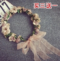 Simulation rattan braided hard ring wire wreath headdress Korean Sen female super Fairy bride bridesmaid decorative hairband