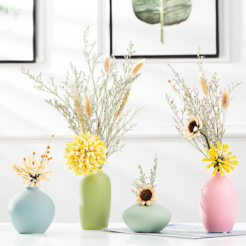 Ceramic vases, dried flower adornment furnishing articles furnishing articles contracted household decorative vase living room TV ark, furnishing articles arranging flowers