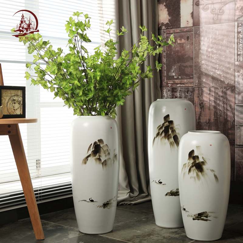 Ceramic sitting room ground large vases, new Chinese style villa hotel show porch flower adornment furnishing articles