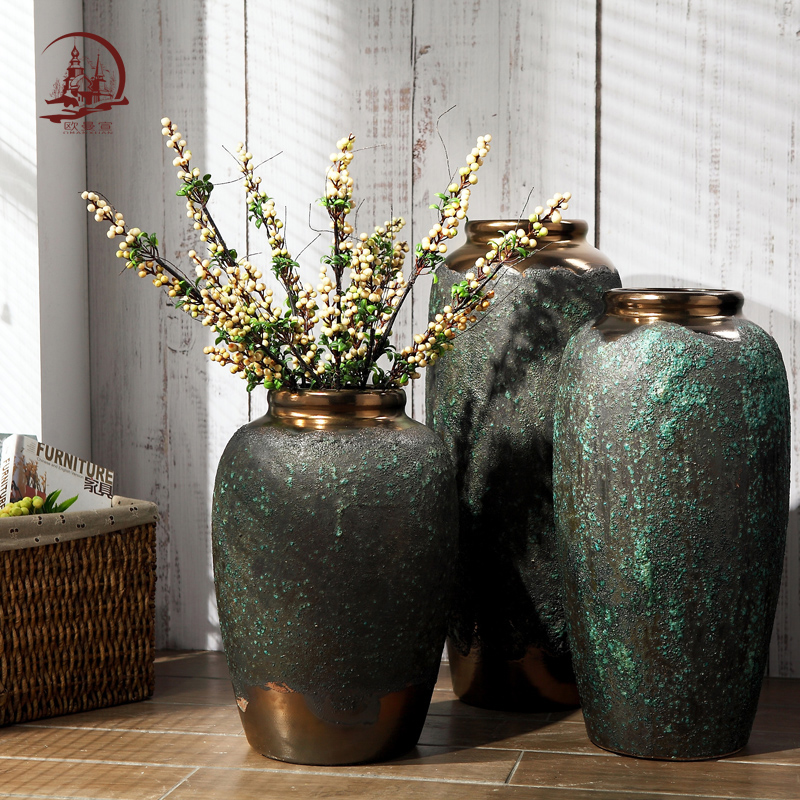 Modern European jingdezhen ceramic club hotel furnishing articles creative living room window of large vase flower POTS