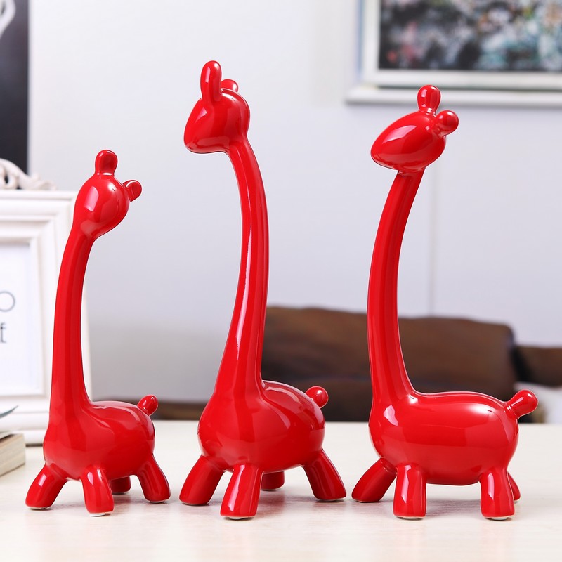 Modern creative home soft decoration new wine sitting room decoration ceramics handicraft furnishing articles three deer