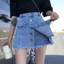 Jeans Skirt woman Summer thin section 2022 new loose high waist display slim width legs a word ultra shorts hot pants Chains