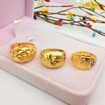 Japan-ROK version of imitation sand gold snow flower ring female section 100 lap gilded ornament gold color simulation 3d hard gold forefinger ring