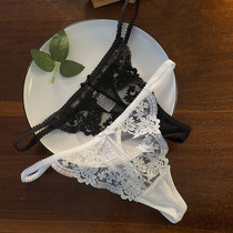 Peach neon dress French Lolita embroidered underwear female sexy thong T pants with elastic low waist solid color lace