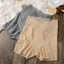 High-waisted micro-belly lace safety pants womens anti-light leggings shorts underwear large size no trace