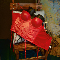 Peach neon dress sexy pu bra set widened European and American foreign trade bone coat big cup bra gathering underwear women new