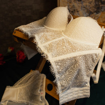 Peach neon dress European and American style sexy lace bra set 2-3 piece wide underwear BCD cup large size gathering