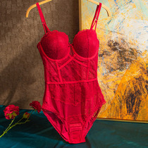 Peach neon clothes French style jumpsuit ABCD cup on top to gather body clothes breathable lace sexy base