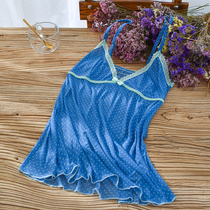 True Love home Europe and the United States elastic good mesh night dress ultra-short long summer breathable cool suspender pajamas